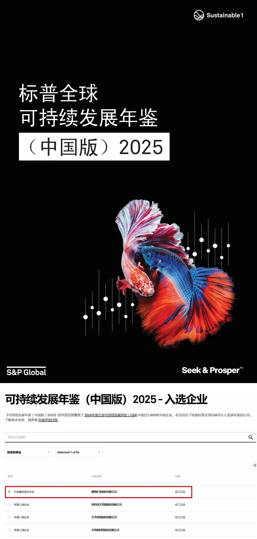 伟德国际1949官网矿业荣登CSA“最佳进取企业”榜单，入选可持续发展年鉴2025